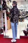 Koyu Leopar Desenli Tam Fermuarlı Wellsoft Sweat