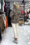 Leopar Desenli Yarım Fermuarlı Wellsoft Sweat