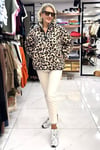 Leopar Desenli Yarım Fermuarlı Wellsoft Sweat