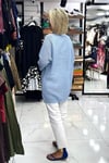 Mavi Renk Delikli Uzun Kollu Hırka