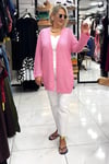 Pembe Renk Delikli Uzun Kollu Hırka