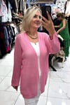Pembe Renk Delikli Uzun Kollu Hırka