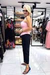 Pembe Renk Önden Düğmeli Askılı Bluz