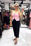 Pembe Renk Önden Düğmeli Askılı Bluz