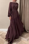 Asimetrik kesim Modal elbise -bordo 