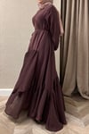 Asimetrik kesim Modal elbise -bordo 