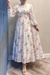 eml korse model şifon elbise -pembe