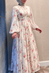 eml korse model şifon elbise -pembe
