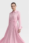 İP DETAYLI ELBİSE -PEMBE
