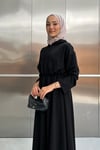 KANGURU CEP ELBİSE - SİYAH