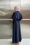 PELERİN DETAYLI ELBİSE -LACİVERT