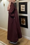 Yaka detaylı poplin elbise - bordo