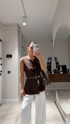 Acı Kahve Bel Kemerli Gold Düğmeli Yelek