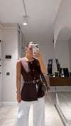 Acı Kahve Bel Kemerli Gold Düğmeli Yelek