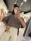 Acı Kahve Beyaz Çizgili Basic Tshirt