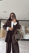 Acı Kahve Çizgili Astarlı Blazer Ceket 