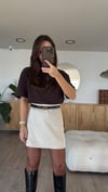 Acı Kahve Dekoratif Dikişli Bisiklet Yaka Dilvin Tshirt