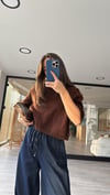 Acı Kahve Kısa Kol Marka Model Crop Kazak