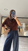 Acı Kahve Kısa Kol Marka Model Crop Kazak