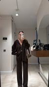 Acı Kahve Ön Fermuarlı Hırkalı Triko Takım