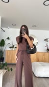 Acı Kahve  Vatkalı Sıfır Kol Modal Pantolon Takım