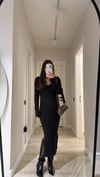 Acı Kahve Yaka Detaylı Yırtmaçlı Marka Model Triko Elbise