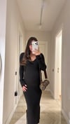 Acı Kahve Yaka Detaylı Yırtmaçlı Marka Model Triko Elbise