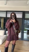 Açık Bordo Pileli Etekli Triko Takım 