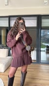 Açık Bordo Pileli Etekli Triko Takım 
