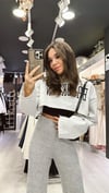 Açık Gri Atletli Crop Sweat