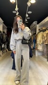 Açık Gri Bisiklet Yaka Fermuarlı Sweat Takım