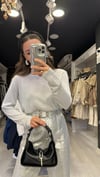 Açık Gri Simli Bisiklet Yaka Triko Bluz 