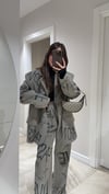 Açık Haki Yazı Baskılı Blazer Ceket 