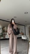 Bej Beli Lastikli Modal Kumaş Bol Paça Pantolon