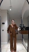 Açık Kahve Ön Fermuarlı Hırkalı Triko Takım
