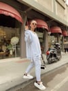 Açık Mavi Yanları Yırtmaçlı Şardonlu Sweat