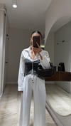 Antasit Ön Fermuarlı Gömlek Detaylı Jean Bluz