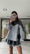 Antrasit Beyaz Çizgili Oversize Sweat