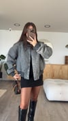 Antrasit Buklet Kumaş Bomber Ceket 