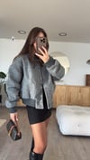 Antrasit Buklet Kumaş Bomber Ceket 