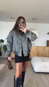 Antrasit Buklet Kumaş Bomber Ceket 