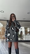 Antrasit Leopar Desen Oversize Kazak