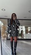 Antrasit Leopar Desen Oversize Kazak
