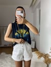 Antrasit Ön Baskılı Kesik Kol Tshirt