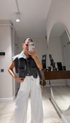 Antrasit Ön Cep Detaylı Jean Yelek
