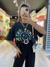 Antrasit Smile Baskılı Eskitme Tshirt