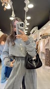 Antrasit Yıkamalı Beli Lastikli Crop Sweat