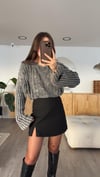 Antrasit Yıkamalı Fitilli Crop kazak