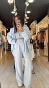 Bebe Mavi Beli Lastikli Tensel Bol Paça Pantolon