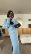 Bebe Mavi Bisiklet Yaka Midi Boy Triko Elbise
